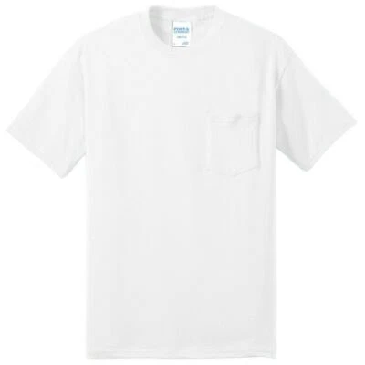 Port & Company PC55P Mens 50/50 5.5 oz T-Shirt with Pocket S-6XL Plain Tee - Image 1 of 4