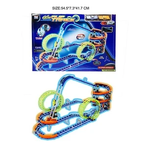 Kinderrennbahn Auto Rennbahn fluo Rennstrecke Komplettset Looping Auto - Bild 1 von 1