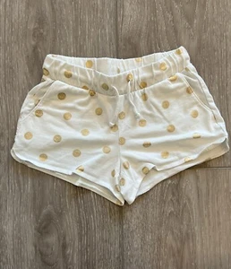 Old Navy Girls Drawstring Pull On Shorts Gold Smiley Face Print White Size S 6-7 - Picture 1 of 4