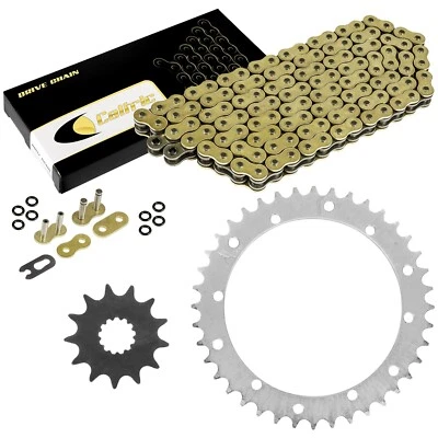 Kit de cadena de transmisión y piñones de junta tórica dorada para Yamaha Raptor 660 YFM660R 2001-2005 Foto 1 de 4