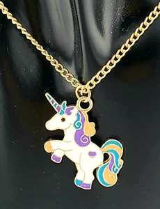 Necklace Rainbow Unicorn Pendant. Lovely Girls Necklace, Best Gifts *UK* - Picture 1 of 7