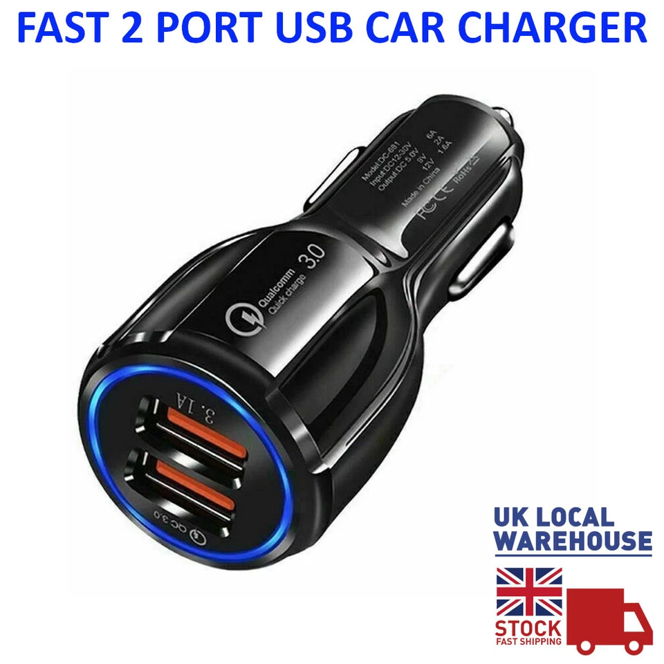 USB Car Socket Fast Mobile Phone Charger 12V Cigarette Lighter Power Adapter  - Image 1 of 4