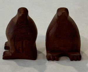 Two Hand Carved Small Wooden Sitting Seals - Picture 1 of 12