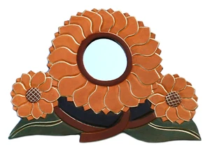 Spiegel Sonnenblumen Holz Wandspiegel Blumenspiegel Blume Sonnenblumenspiegel  - Bild 1 von 9