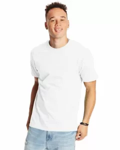 5 NEW Hanes 5180 Beefy t-shirts blank Large White, 100% Ringspun cotton, 6.1 Oz - Picture 1 of 1