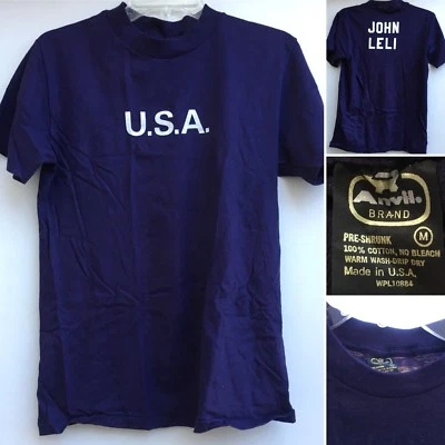 Camiseta Vintage EE. UU. (con nombre en la parte posterior) Años 70 Años 80 Yunque Hecha en EE. UU. Azul M Foto 1 de 4