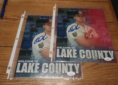 CHASE DELAUTER SIGNED 8x10 PHOTO CLEVELAND GUARDIANS w/JSA COA - Image 1 of 4