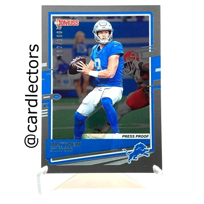 2020 Panini Donruss Football MATTHEW STAFFORD #96 Press Proof Silver /100 LIONS - Image 1 of 3