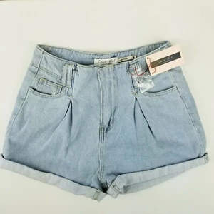 Denim Blvd Size M 28" Waist High Rise Folded Hem Light Blue Wash Women's Shorts - Picture 1 of 10