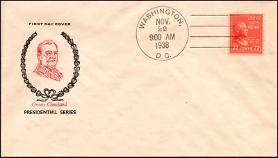 Scott 827 22 Cents Cleveland Fidelity FDC Unaddressed Planty 827-4 - Image 1 of 2