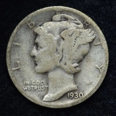 Moneda de diez centavos de plata Mercury 1930-S buena/en muy buen estado envío gratuito  Foto 1 de 2