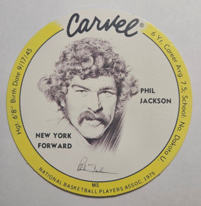 1975-76 Carvel Discs Basketball #24C PHIL JACKSON (Yellow Border) Knicks