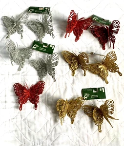 Basteln Schmetterlinge 11 Stück 3-dimensional Glitzer Deko Basteln Geschenke - Bild 1 von 7