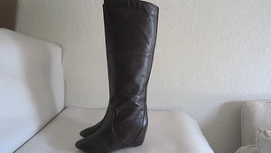 REPORT TALL POOL ON  BROWN LEATHER  WEDGE BOOTS SZ 10 - Picture 1 of 10