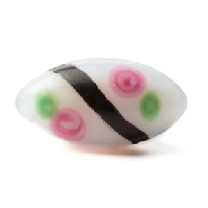 Antiguo Checo Rosa Verde Mancha Negra Rayas Blanco Lámpara Dimi Vidrio Botón 13mm - Imagen 1 de 3