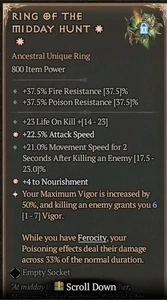 🔥DIABLO 4 🔥 S9 🔥 RING OF THE MIDDAY HUNT 🔥 2 GA 6% - Picture 1 of 1