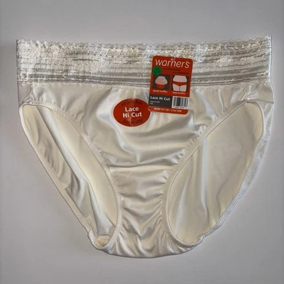 Warners Lace Hi Cut Brief Panty Panties Size Large/7 Ivory NWT #5109 - Image 1 of 4
