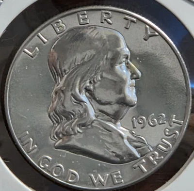 1962 Franklin Half Dollar Proof. 50c 90% Silver US Coin Vintage Collectible - Image 1 of 2