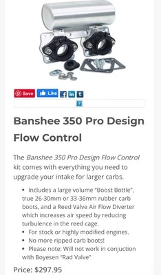 Yamaha Banshee 350 Billet Pro Design ¡Entradas 26 mm-28 mm! Foto 1 de 4