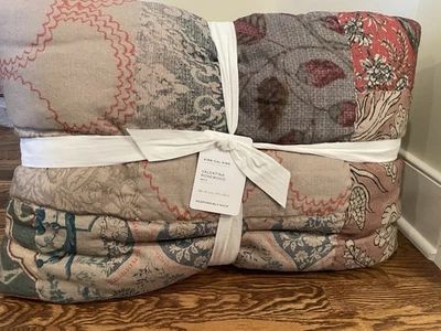 Pottery Barn Valentina Rosewood Patchwork Quilt KING Cotton Linen New - Image 1 of 2