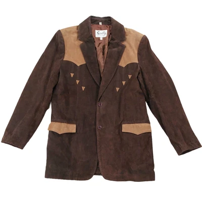 Chaqueta Blazer De Colección Scully Western Cuero Para Hombre 44L Dos Tonos Marrón Gamuza Yugos Foto 1 de 4