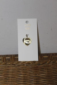 J.Crew großer goldfarbener plissierter Herzanhänger. Länge: 1,35" - Bild 1 von 4