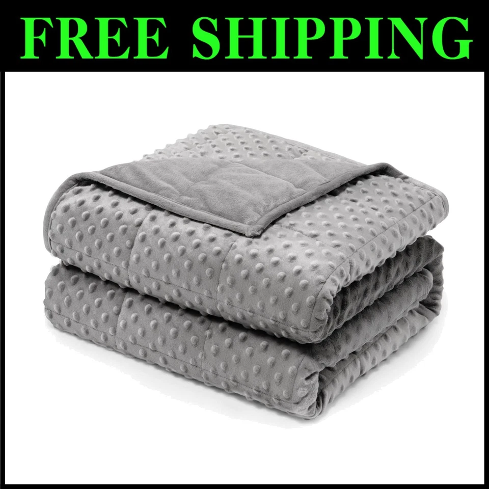 Breathable 12 lbs Grey Weighted Blanket in Twin Size for Stress Relief & Comfort - Image 1 of 4