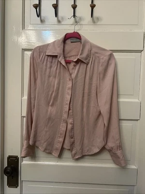 Kate Hill 女式衬衫,尺寸 6 Dusty Rose 93% 真丝纽扣长袖衬衫 — 第 1/4 张图片