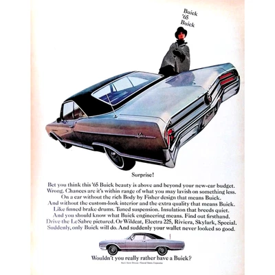 1965 Buick Car Print Ad LeSabre Wouldn't You Really Rather Have a Buick 11x14 - Image 1 of 3