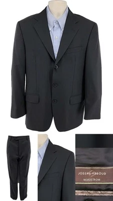 Traje Joseph Abboud 2 Piezas 38R Negro 3 Botones Lana Super 120s Chaqueta Pantalones 32x32 Foto 1 de 4