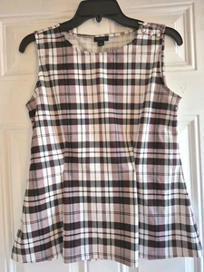 Top tejido elástico ANN TAYLOR FACTORY - S - cuello redondo, ribete BTN, pliegues invertidos - Imagen 1 de 5