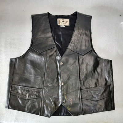 Chaleco Bull Cuero Genuino Negro Talla Mediana Motociclista Vaquero *leer descripción  Foto 1 de 4