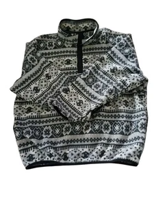 Vintage 90's LL Bean Aztec Patterned Fleece Sweatshirt Size Large - Picture 1 of 5