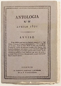 ANTOLOGIA N° 4 TOMO SECONDO 04.1821 FIRENZE G.P.VIEUSSEUX TIPOGRAFIA PEZZATI - Picture 1 of 8