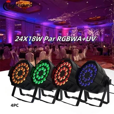 4pc Super Brightness DMX Control Landscape Lighting 24X18W 6In1 rgbw par light - Image 1 of 4
