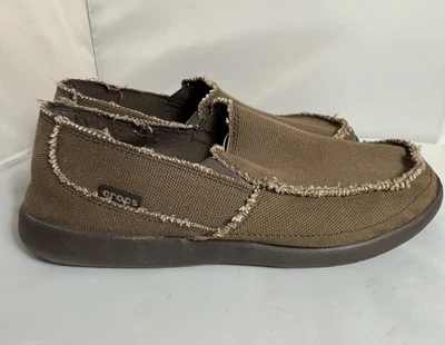 CROCS Para hombres 12 Santa Cruz Lona Marrón Zapatos Informales Sin Cordones Mocasín Playa Viaje Foto 1 de 4