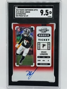 Drake London RC 2022 Contenders Optic Red Prizm Rookie Ticket Auto /149 SGC 9.5 - Picture 1 of 2