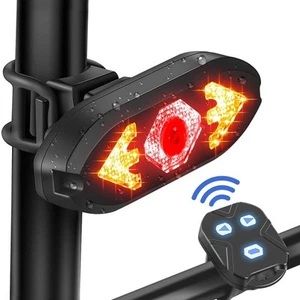 luces bicicleta luz trasera trasera con bocina USB recargable bicicleta indicador seguridad - Imagen 1 de 5