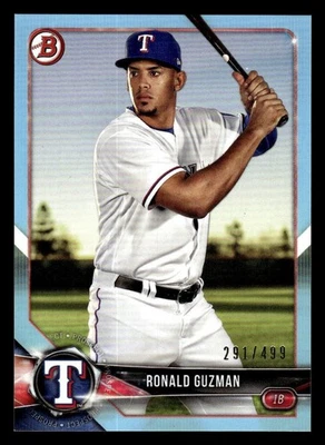 2018 BOWMAN RONALD GUZMAN BP122 MINT SKY BLUE 291/499 BASEBALL TEXAS RANGERS - Image 1 of 2