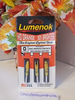 Lumenok  ~ HD Orange S The Original Lighted Nock 3 Pack ~ NEW - Image 1 of 2