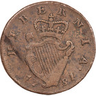 1781 GEORGE III IRELAND IRISH HIBERNIA HALFPENNY COIN WITH OLD TICKET