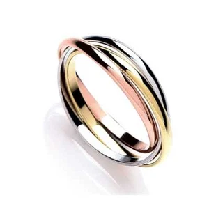 Bague de mariage russe. Bracelet triple verrouillage en or jaune, blanc et rose 9 carats cadeau pour elle - Photo 1/10