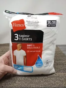 Hanes Big Men's 3 Pack Crew T-Shirts White Size 3XL NEW Tagless - Picture 1 of 8