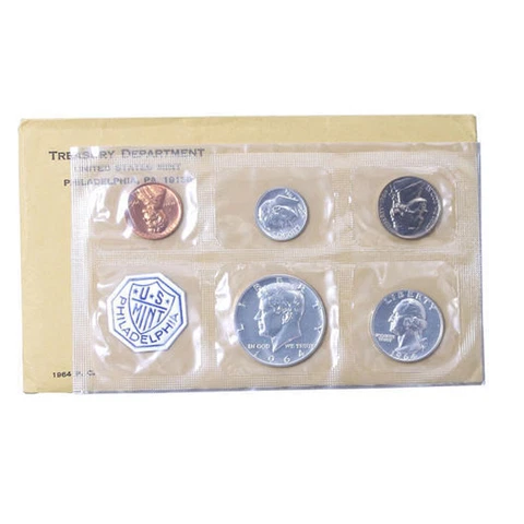 1964 Proof set Original Envelope 90% Silver US Mint (OGP) - 5 Coins Cover