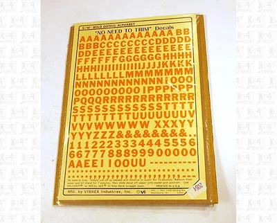 Virnex HO Decals Safety Orange 5/16 Inches Bold Gothic Letter Set 2054 Alphabet - Image 1 of 2