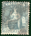 TRINIDAD QV Classic Stamp 4d BRITANNIA Used {samwells}SBLUE62