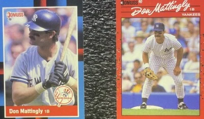 Don Mattingly Error Card Lot Two(2) Donruss LEAF, Inc 1988 and 1990 No. Dot (.) - Image 1 of 4