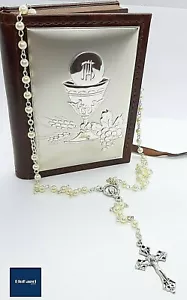 Collana rosario con perle + libricino astuccio eucarestia bomboniera comunione - Imagen 1 de 8