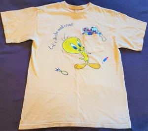 VTG 1998 Tweety Bird Pocket T-Shirt Looney Tunes Warner Bros Mall Crawl Adult M - Picture 1 of 7