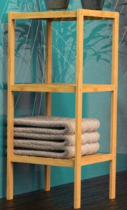 Bambus Badregal Badezimmerregal Standregal Regal Sauna 3 Ablagen 800 mm hoch - Bild 1 von 6